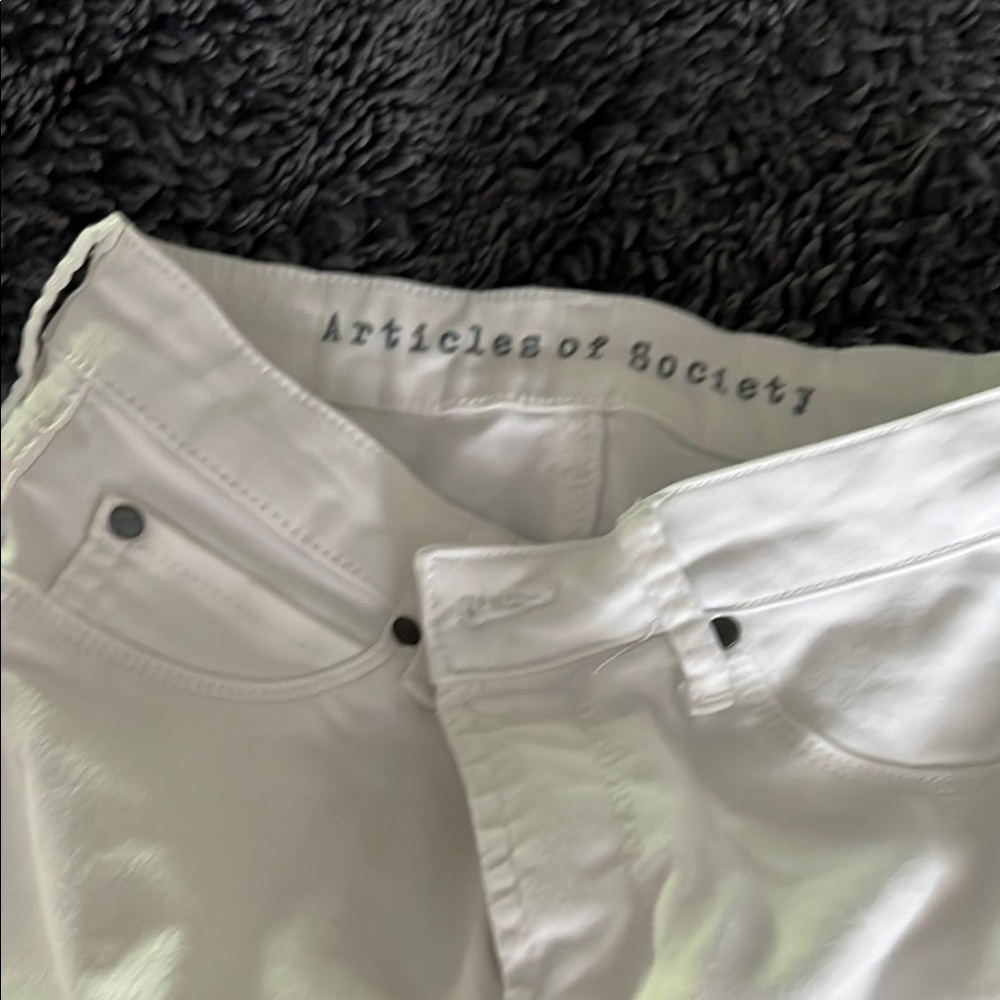Articles Of Society White Denim Jeans with Monochromatic Stitching